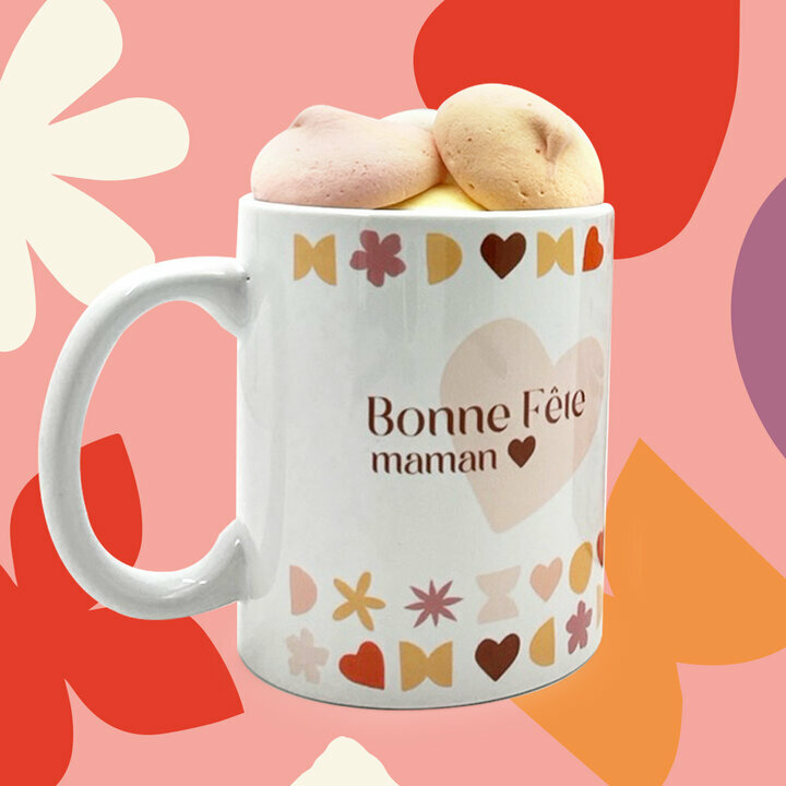 Mug "Bonne Fte Maman" contenant 50g de Guimauves