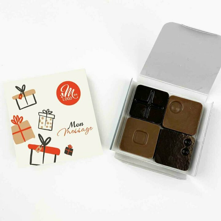 Carr de 4 chocolats thme cadeaux 2023