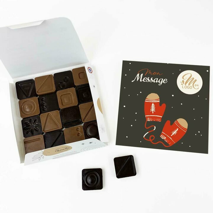 Carr de 16 chocolats design flocons