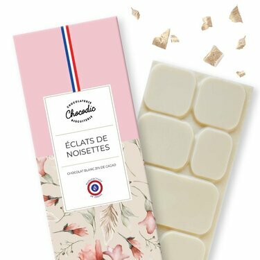 Tablette chocolat blanc éclats de noisettes