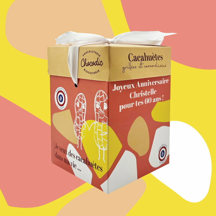 Maxi coffret de cacahutes caramlises colelction color personnalis avec votre message