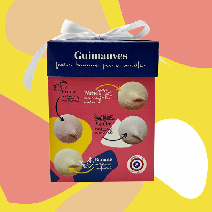 Maxi Cube compos de guimauves artisanales au diffrentes saveurs de la gamme color