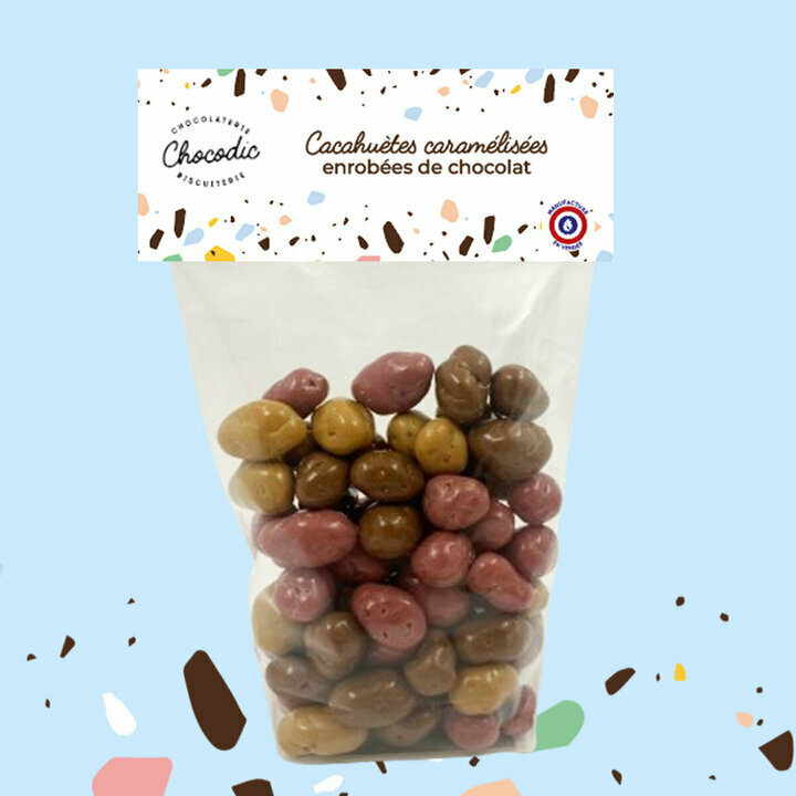 Sachet de Cacahutes Caramlises enrobes de Chocolat