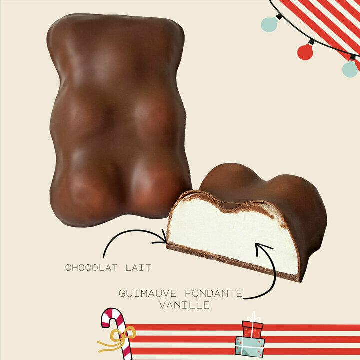 Ourson guimauve enrob de chocolat lait