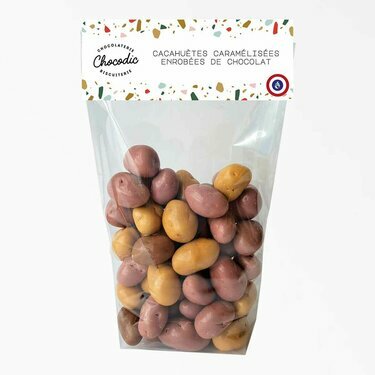 Sachet de Noël de Cacahuètes Caramélisées enrobées de Chocolat