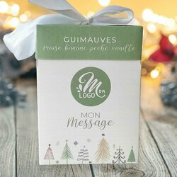 Cube Cadeau Guimauves sur le thme Sapin