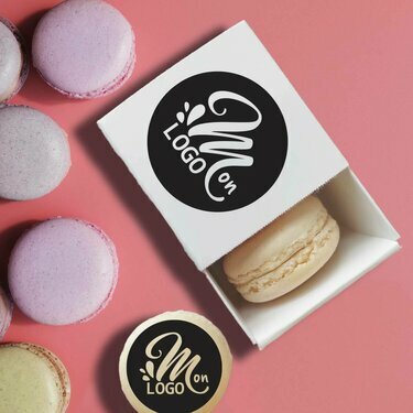 Boite de 2 macarons personnalisés entreprise