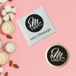 Bote 1 macaron personnalis pour les entreprises thme blanc