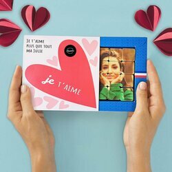 Coffret Saint Valentin de chocolats personnaliss avec votre photo