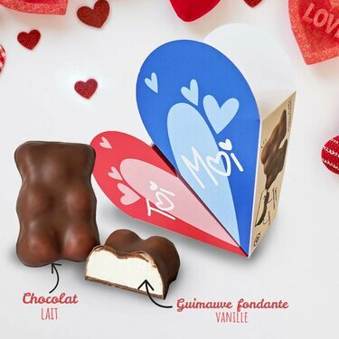 Double coeur maxi oursons guimauve - Saint-Valentin