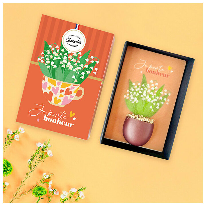 Muguets avec pot en chocolat 3D