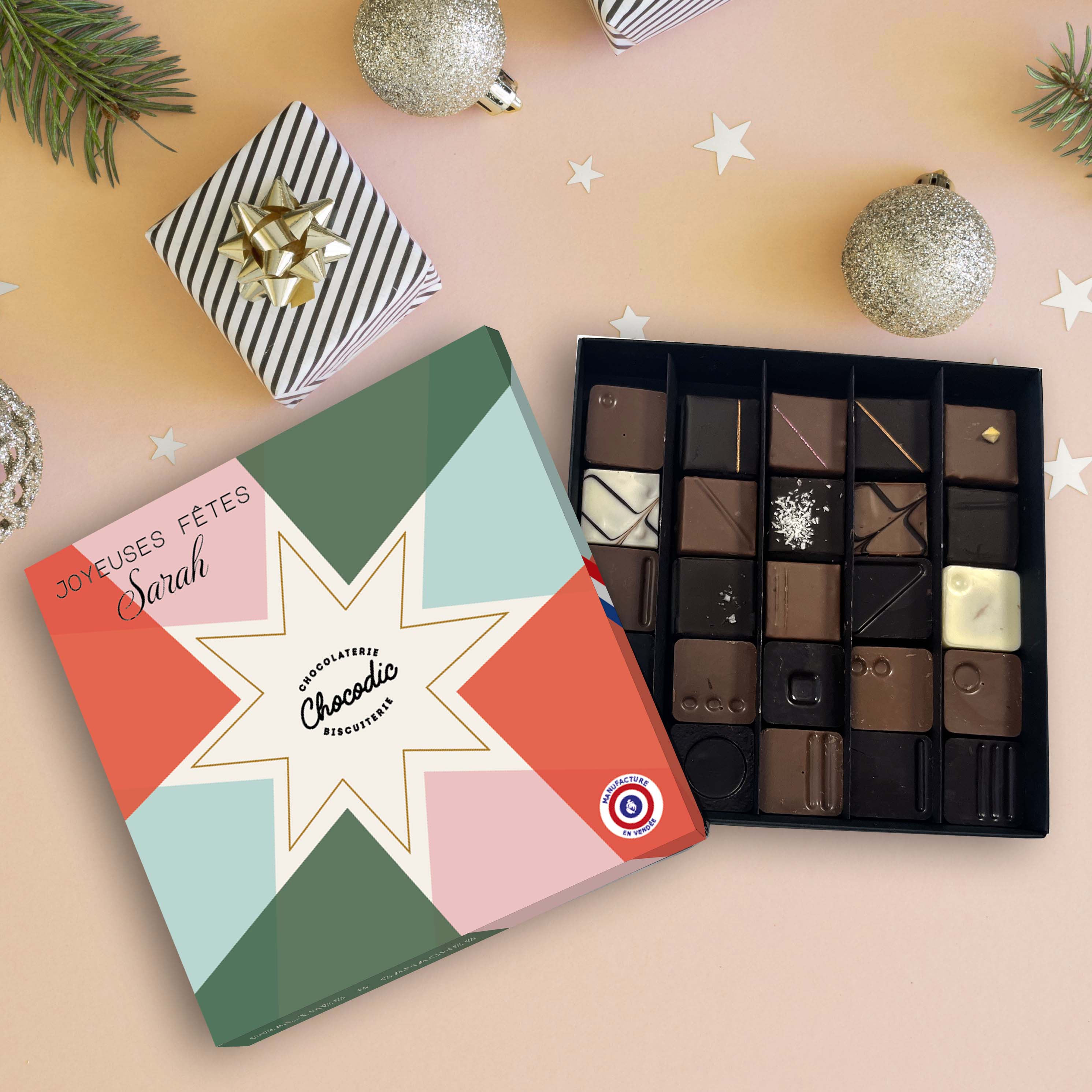 Coffret de chocolats fins de Noël